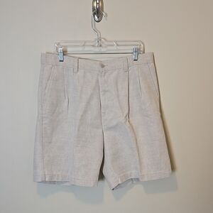 Dockers Cream/Beige Linen Cotton Blend Khaki Shorts Size 36
